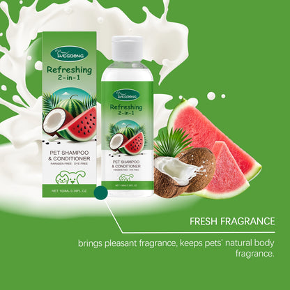 YEGBONG 100ml Hypoallergenic Pet 2in1 Shampoo and Conditioner pH Balanced Tear Free Bath for Dogs and Cats with Sensitive Skin