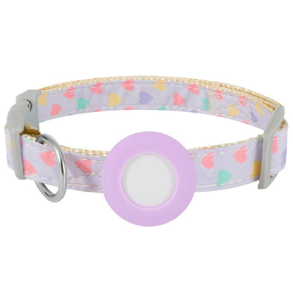 Cute Pet Collar For Airtag Adjustable Collar For Cat Small Dog Anti-lost Durable Cat Necklace Puppy Collar Heart Shape Printing