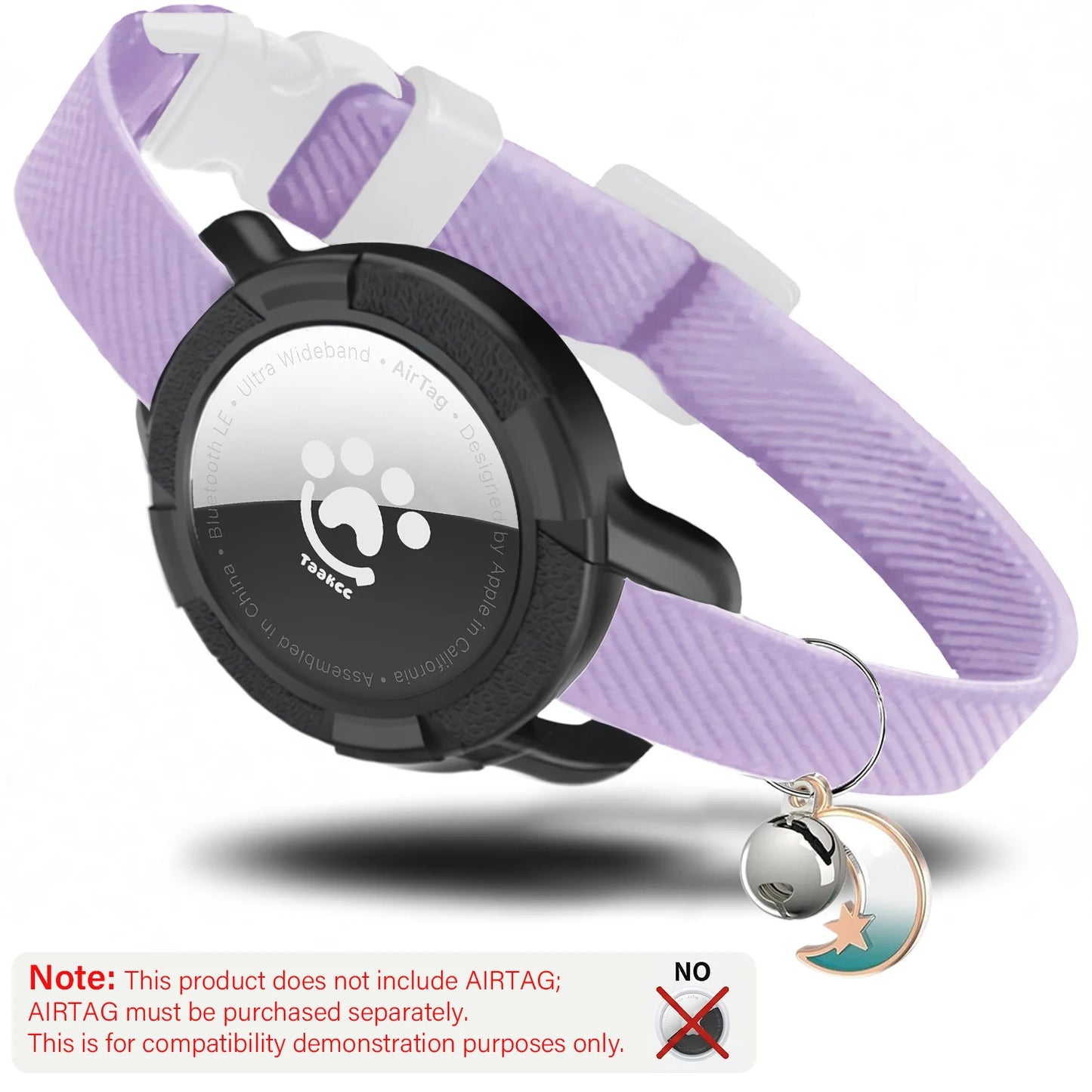 Elastic Safe AirTag Cat Collar, Anti-lost Pet Collar with Bell & GPS Tracking Holder Case for Cats Puppies（Airtag not included）