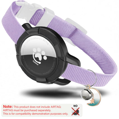 Elastic Safe AirTag Cat Collar, Anti-lost Pet Collar with Bell & GPS Tracking Holder Case for Cats Puppies（Airtag not included）