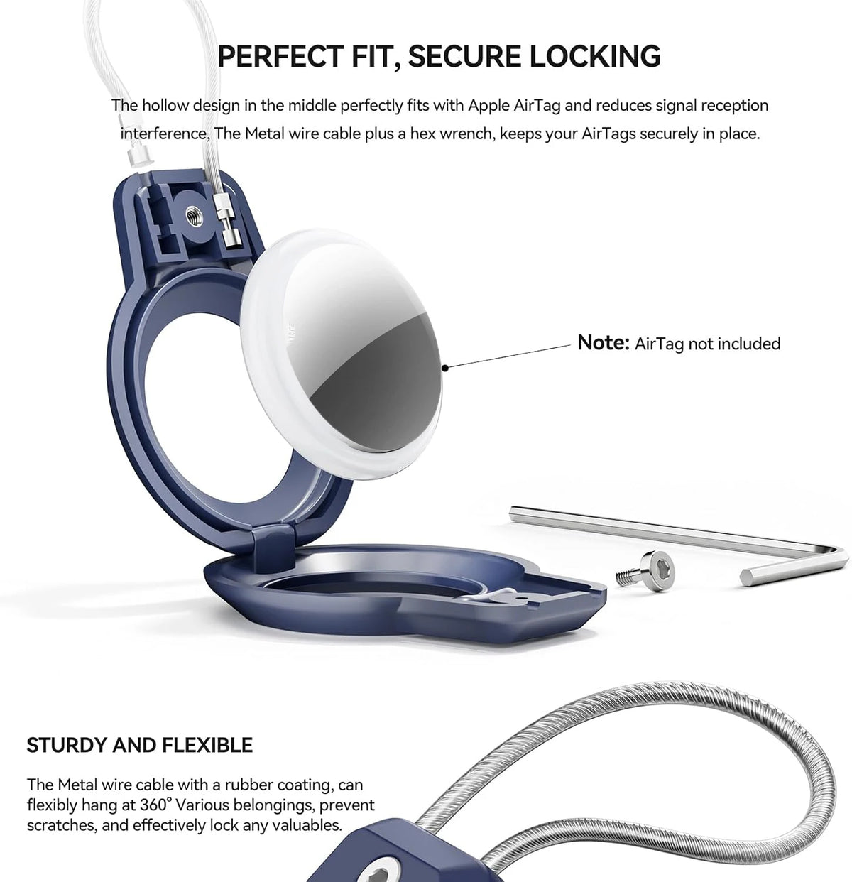 GITFOS AirTag Holder with Keychain for Luggage, Pets & Keys