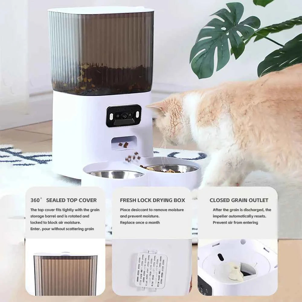 Smart Automatic Pet Feeder – 5L Capacity  Single/Double Bowl  WiFi & Camera Options