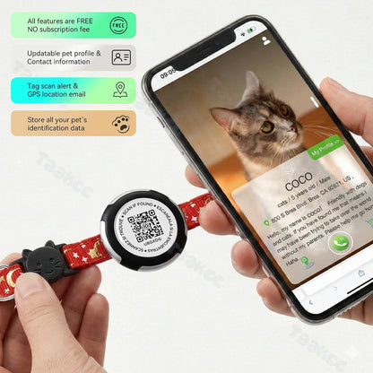 Glow AirTag Cat Collar with Airtag Holder & Pet Name QR Code for Apple Tracker Dual Protection Pet Collar for Kitten Puppy
