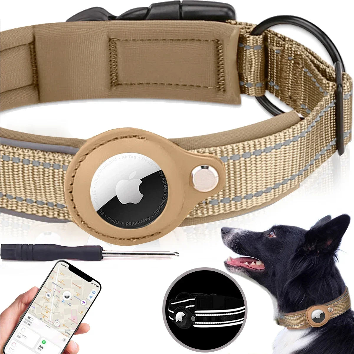 Apple AirTag Dog Collar – Reflective Waterproof Anti-Lost