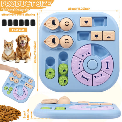 Interactive Dog Puzzle Toys Plastic Treat Dispensing Slow Feeder with Non Slip Base Dog Mental Stimulation Toys Pet Supplies