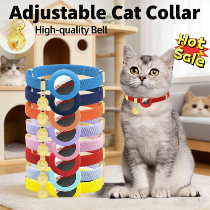 Stretchy AirTag Cat Collar with Bell & Breakaway Holder