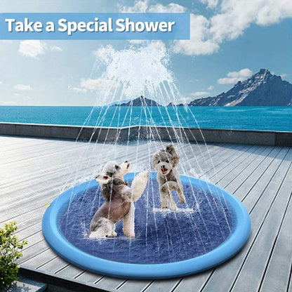 Heavy-Duty Outdoor Pet Bathing Basin with Spray Function - Non-Slip Dog Water Play Mat for Summer Fun and Pet Bathing Dog Wash