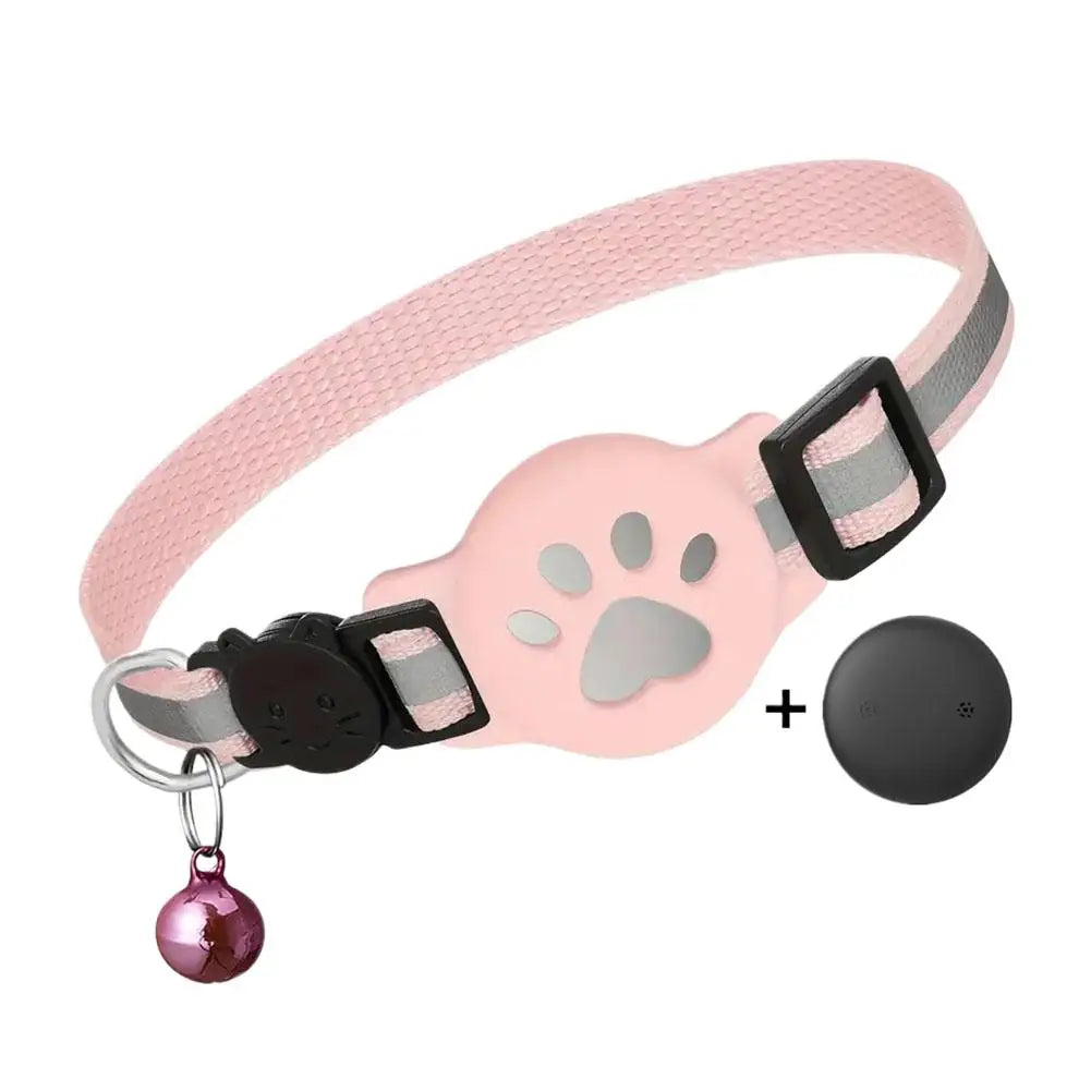 Cat Collar Compatible with Apple Airtag with Bell Adjustable Safety Buckle Reflective GPS Collar for Kittens Puppies