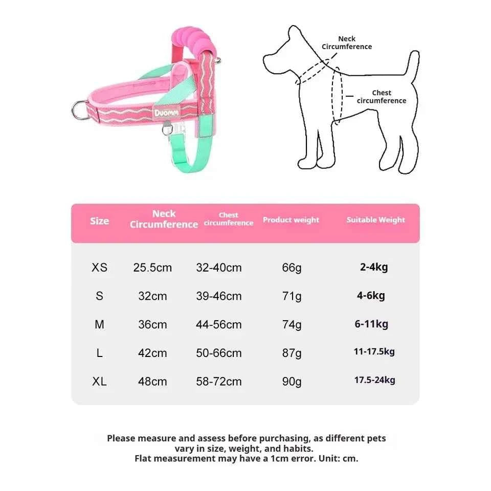 Colorful Dog Harness Leash Set No-Pull Step-in Dog Harness with Comfortable Foam Handle Adjustable Escape-Proof Pet Vest