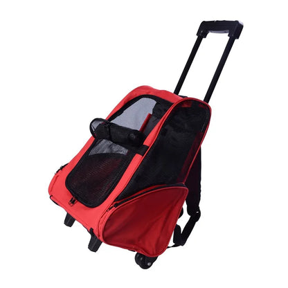 Approved Cat and Dog Travel Stroller Mesh Breathable Roll Wheels Pet Carrier Backpack with Animal Pattern