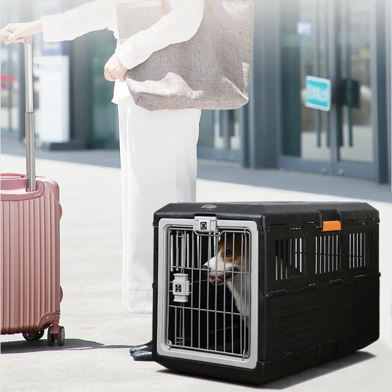 Portable foldable dog cage Oversized breathable pet airline box Car pet cage for traveling Multi-function foldable pet cage