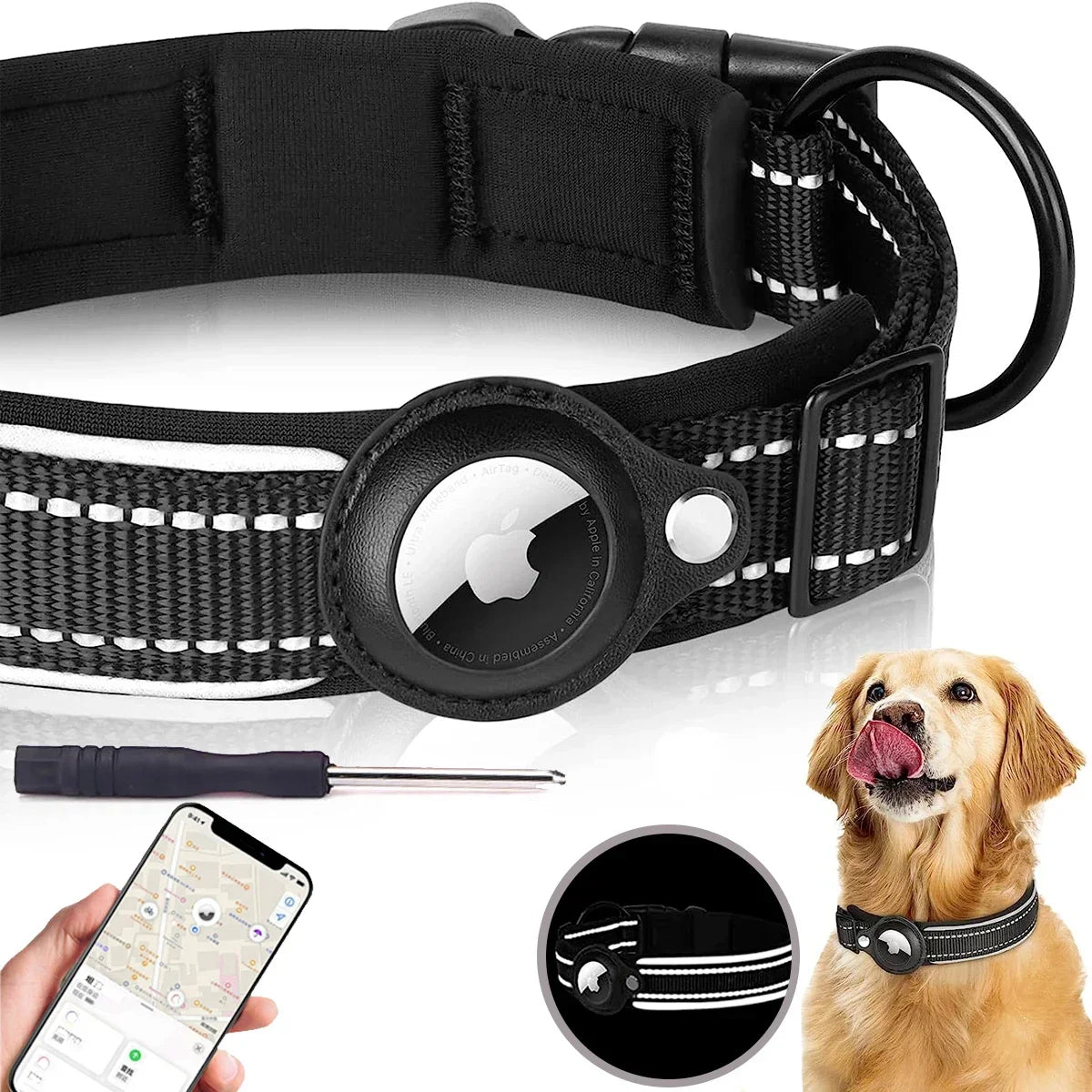 Apple AirTag Dog Collar – Reflective Waterproof Anti-Lost