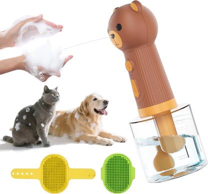Electric Dog Shampoo Foamer with Bath Brush - Automatic Soap Dispenser for Outdoor Pet Wash After Walks