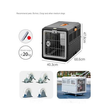 Portable foldable dog cage Oversized breathable pet airline box Car pet cage for traveling Multi-function foldable pet cage