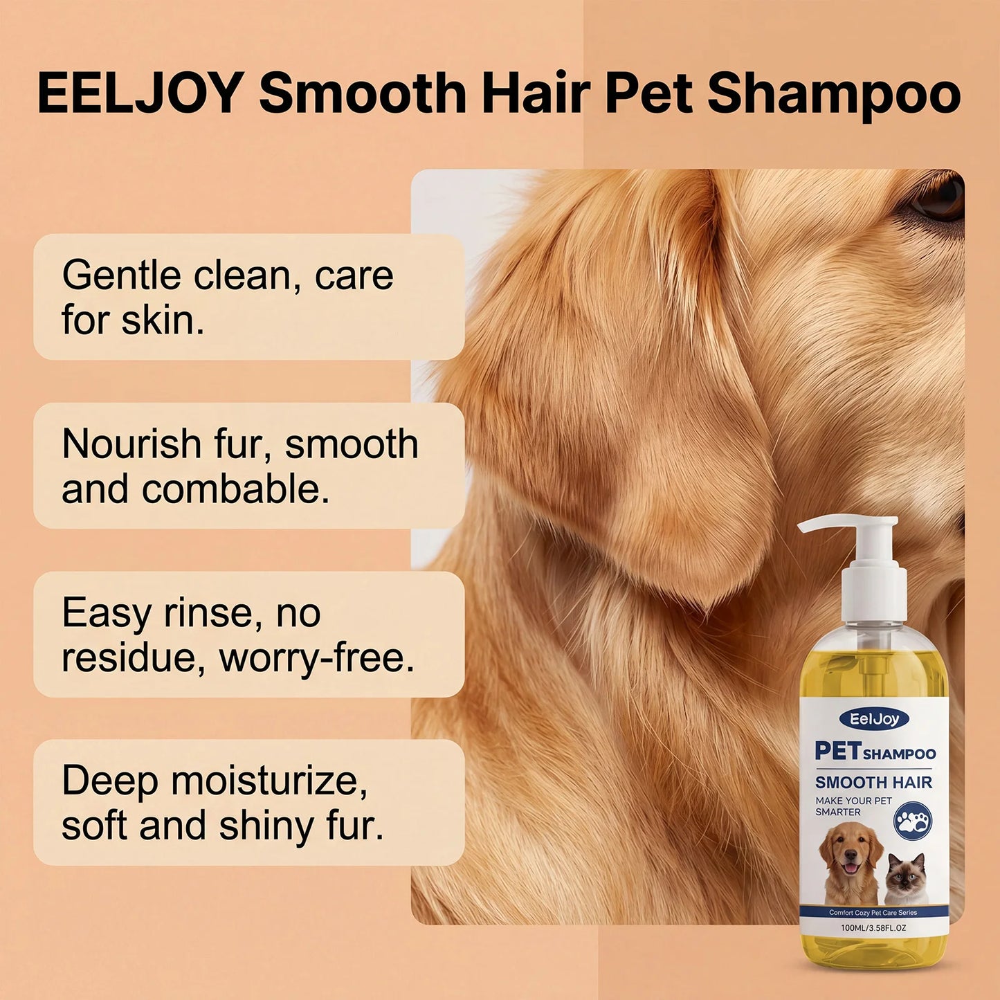 Natural Coconut Oil Pet Shampoo Gentle Fur Cleansing Wash Smooth Coat Care for Dog Cat Deep Moisturizing Daily Grooming Supplies