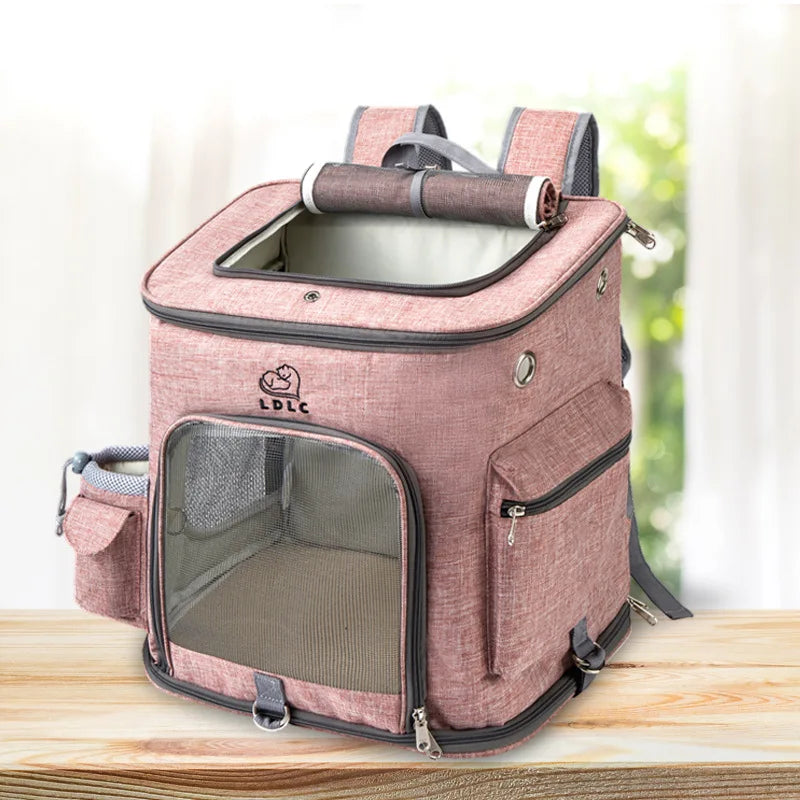 L/M foldable cat backpack carrier-large capacity pet travel bag durable waterproof design outdoor hiking & airplane trips