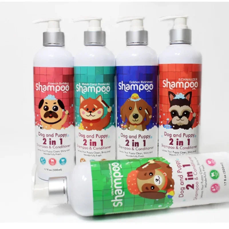 500ml Dog Shower Gel Remove Mites Deodorant Shampoo Long Lasting Fragrance French Bulldog Teddy Samoyed Pet Cleaning Products