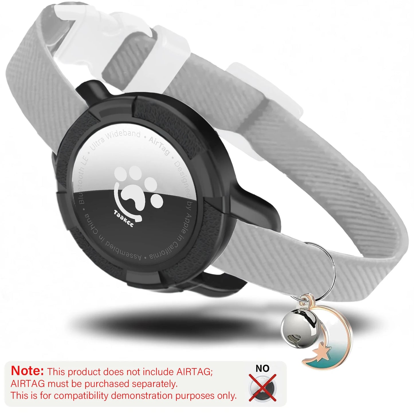 Elastic Safe AirTag Cat Collar, Anti-lost Pet Collar with Bell & GPS Tracking Holder Case for Cats Puppies（Airtag not included）