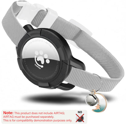 Elastic Safe AirTag Cat Collar, Anti-lost Pet Collar with Bell & GPS Tracking Holder Case for Cats Puppies（Airtag not included）