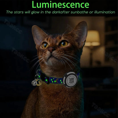 Glow AirTag Cat Collar with Airtag Holder & Pet Name QR Code for Apple Tracker Dual Protection Pet Collar for Kitten Puppy