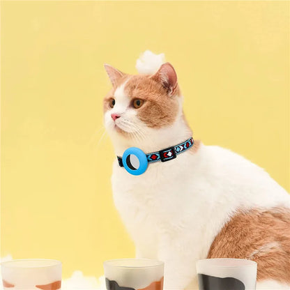 New Airtag Pet Collar Adjustable Nylon Puppy Cat Collar With Bell Anti-lost Pet Necklace With Apple Airtag Holder Pet Supplies