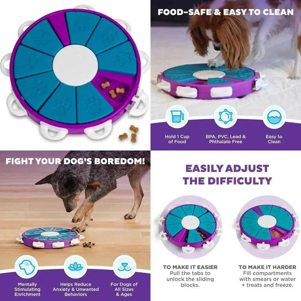 Outward Hound by Nina Ottosson Dog Twister Treat Puzzle Enrichment Toy, Level 3 Advanced, Purple