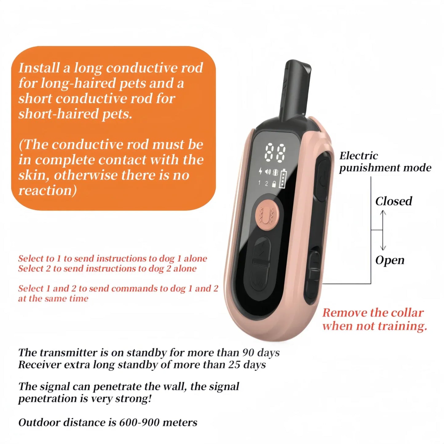 YHLC Waterproof Dog Training & Bark Deterrent Collar – Remote Beep & Vibration, 1000–1200m Range