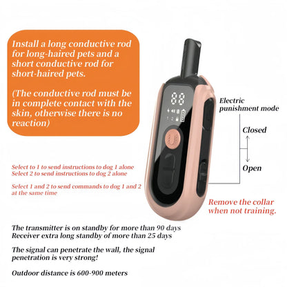 YHLC Waterproof Dog Training & Bark Deterrent Collar – Remote Beep & Vibration, 1000–1200m Range