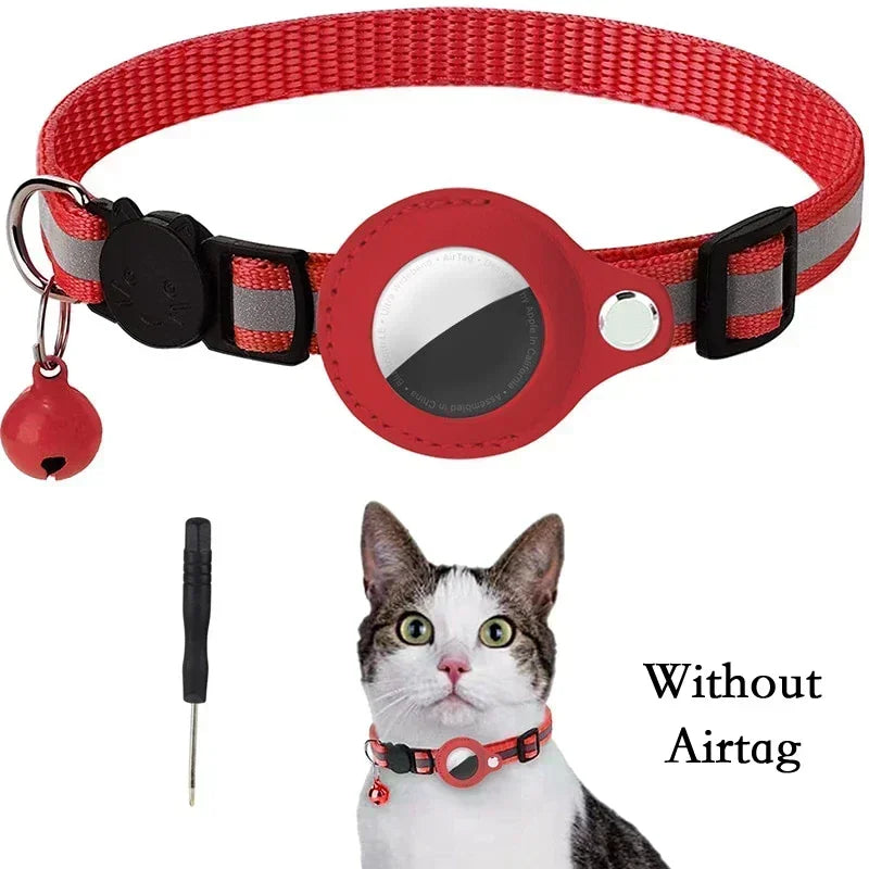 Reflective AirTag Cat Collar with Bell & Protective Case