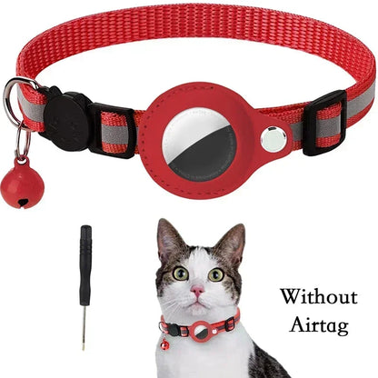 Reflective AirTag Cat Collar with Bell & Protective Case