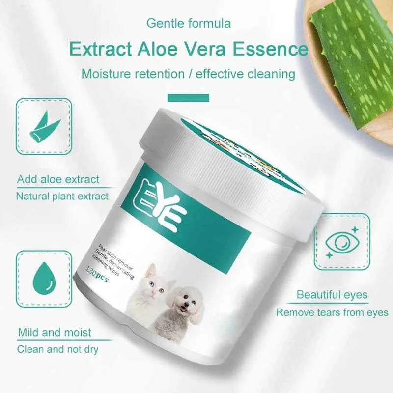 Pet Eye Cleaning Wet Wipes – Dirt & Bacteria Removal for Cats & Dogs