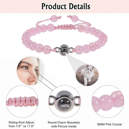 Personalized Stainless Steel Pet Photo Projection Bracelet – Custom Dog & Cat Portrait Memorial Jewelry Gift
