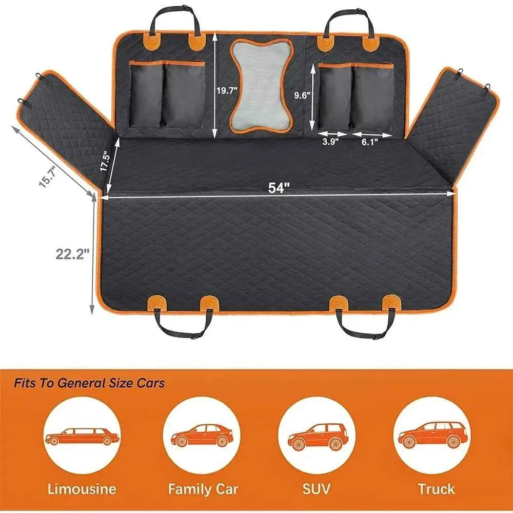 3-in-1 Dog Car Seat Cover & Cargo Liner – Waterproof Pet Hammock with Side Protection