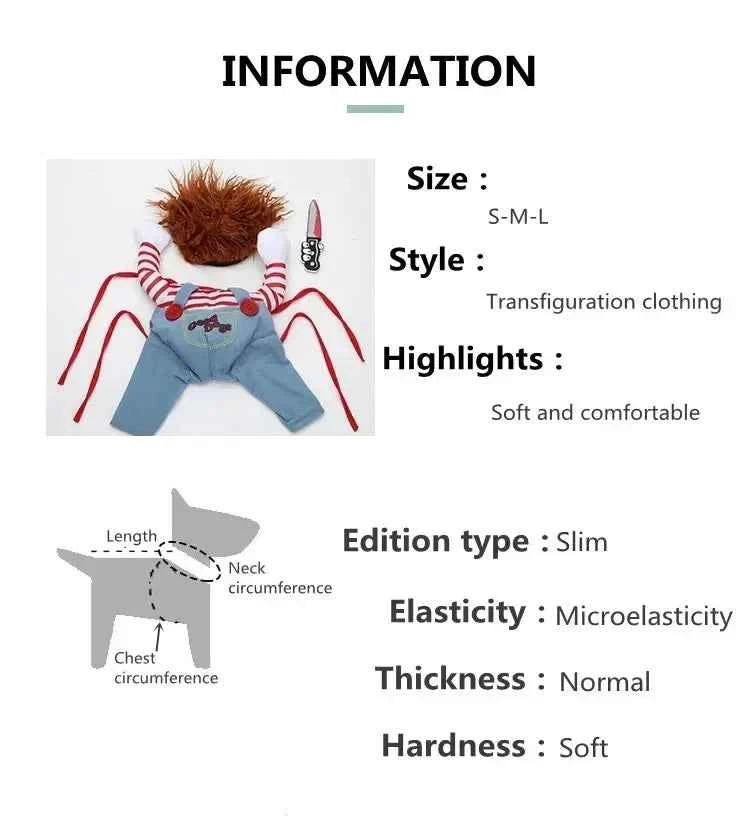 Funny Halloween Pet Costume for Small/Medium Dogs & Cats - Adjustable Puppy Cosplay for French Bulldogs, Chihuahuas & More