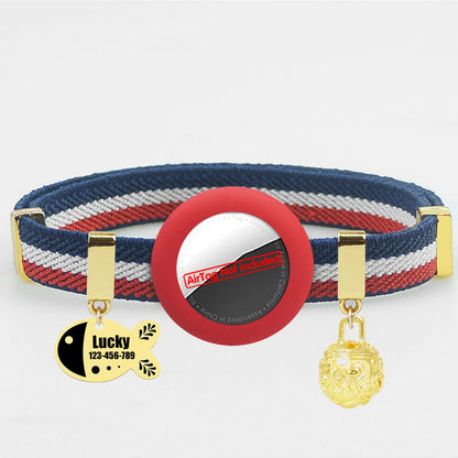 Customized AirTag Cat Collar with Bell, Name Tag & Holder