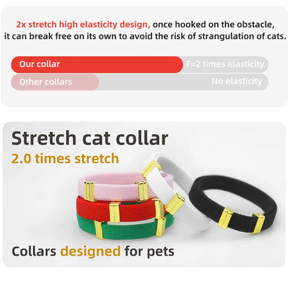 Fluorescent Green Cat Collar Customized Pet ID Puppies Necklace Elastic GPS Tracker Adjustable Kitten Collar with AirTag Holder