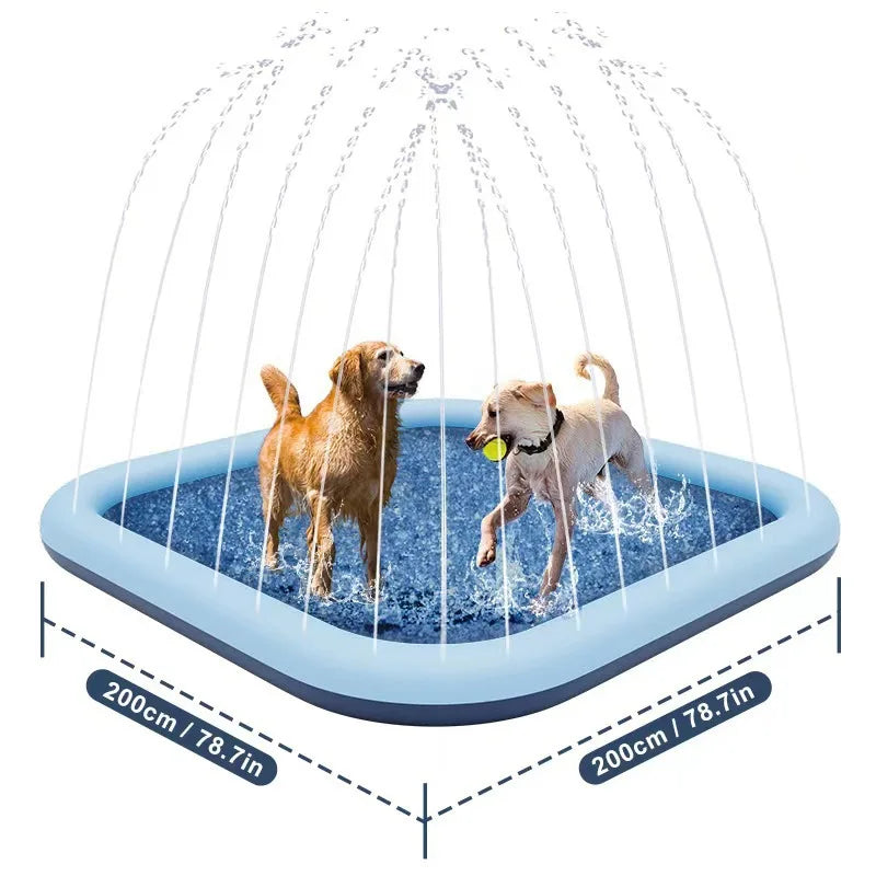 60-97'' Winter and Summer Outdoor and Indoor Dog Shower Playpool Inflatable Sprinkler Pad Pet Fountain Foldable Pad Dog Shower