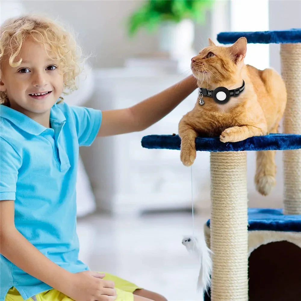 Cat Airtag Holder Collar Breakaway Reflective Strips Adjustable Kitten Collar Waterproof Cat Bell Collar Pet Air Tag Case