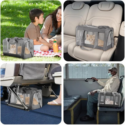 Airline Approved Pet Carrier for Cats Dogs Soft Travel Bag with Breathable Honeycomb Board,Removable Support Board for Pet