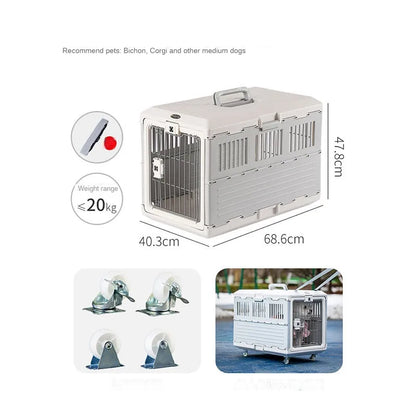 Portable foldable dog cage Oversized breathable pet airline box Car pet cage for traveling Multi-function foldable pet cage