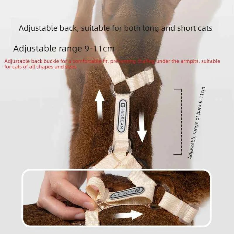 Adjustable H-Style Cat Harness Set, 38g Lightweight Escape Proof Breathable Kitten, Reflective & 120-160cm Leash