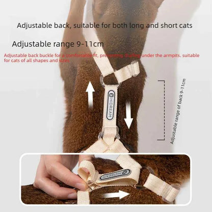Adjustable H-Style Cat Harness Set, 38g Lightweight Escape Proof Breathable Kitten, Reflective & 120-160cm Leash