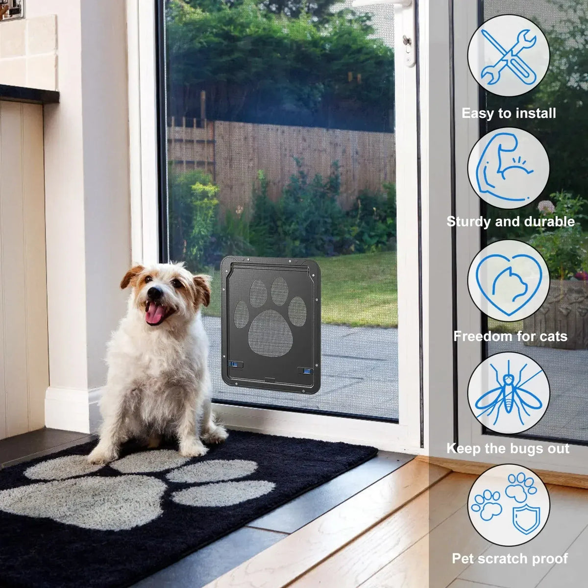 Lockable Magnetic Pet Door for Dogs & Cats – Easy-Install Screen Door & Window Access Gate