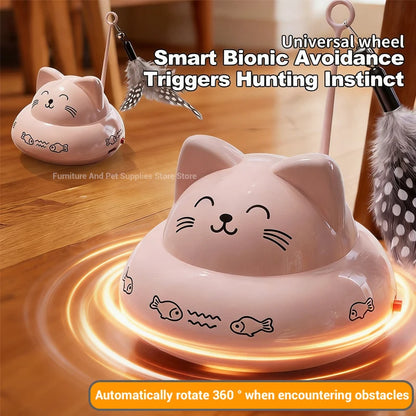 Dynamic Music Interactive Cat Toy Car, 360° Rotating Automatic Cat Toy Ball with Colorful Slow-Flash LED Lights, Pet Toy