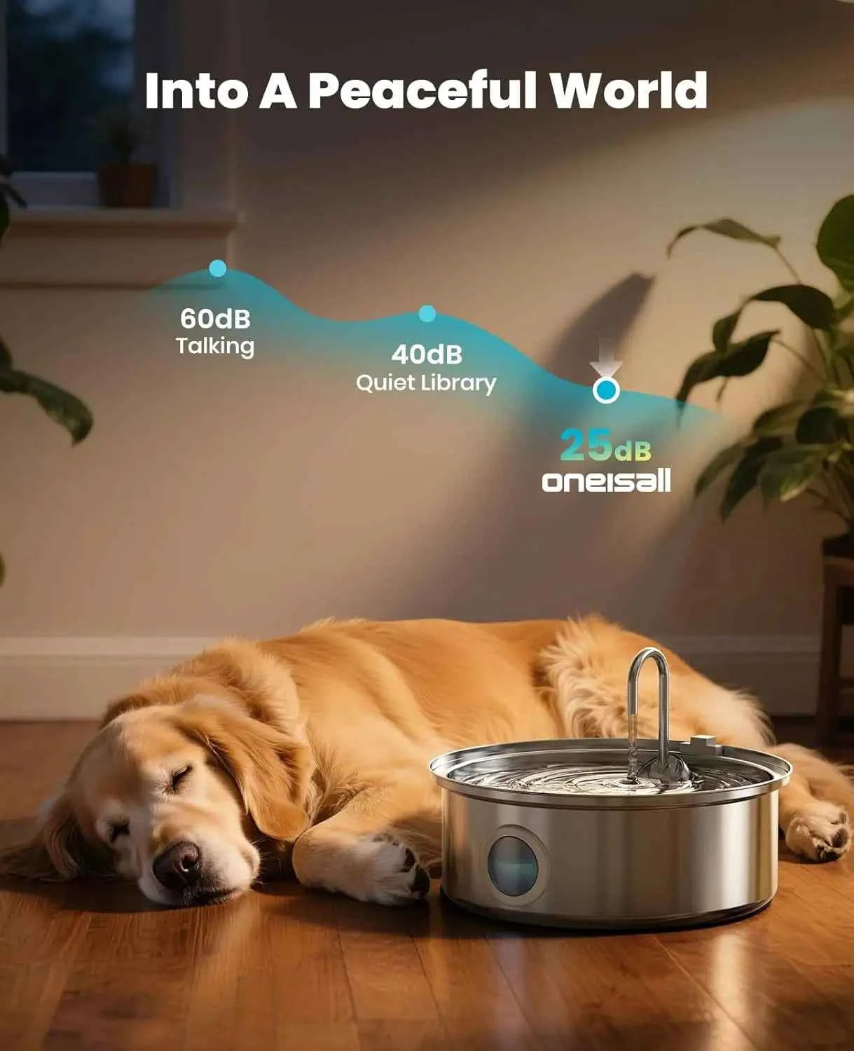 7L Stainless Steel Dog Water Fountain, Quiet Pump & Triple Filtration for Pets