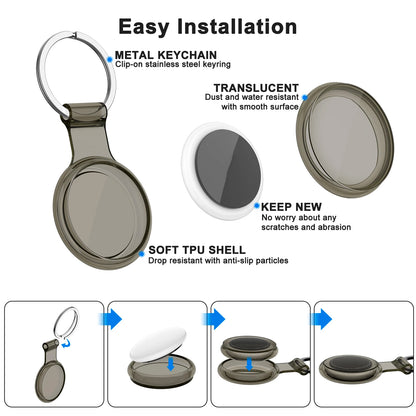 Waterproof TPU AirTag Case with Keychain for Pet Collars & Keys