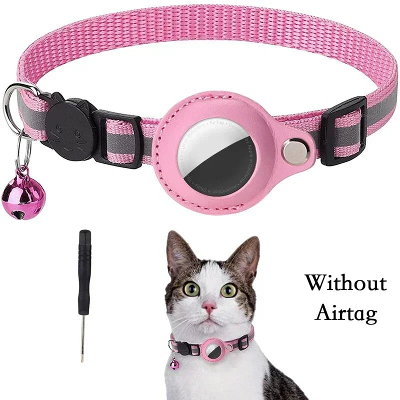 Reflective AirTag Cat Collar with Bell & Protective Case