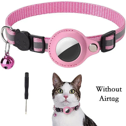 Reflective AirTag Cat Collar with Bell & Protective Case