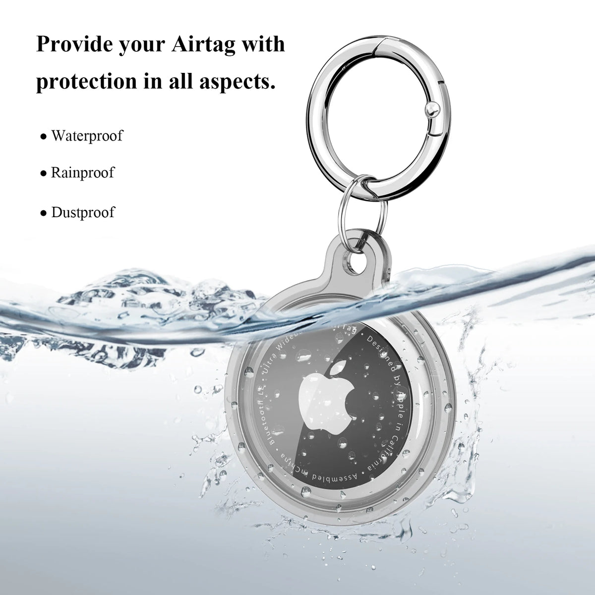 Transparent Waterproof TPU AirTag Case with Keychain