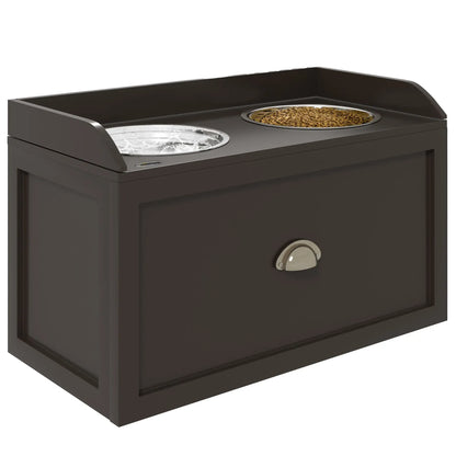 Elevated Dog Feeding Station with Storage Cabinet – 2 Stainless Steel Bowls